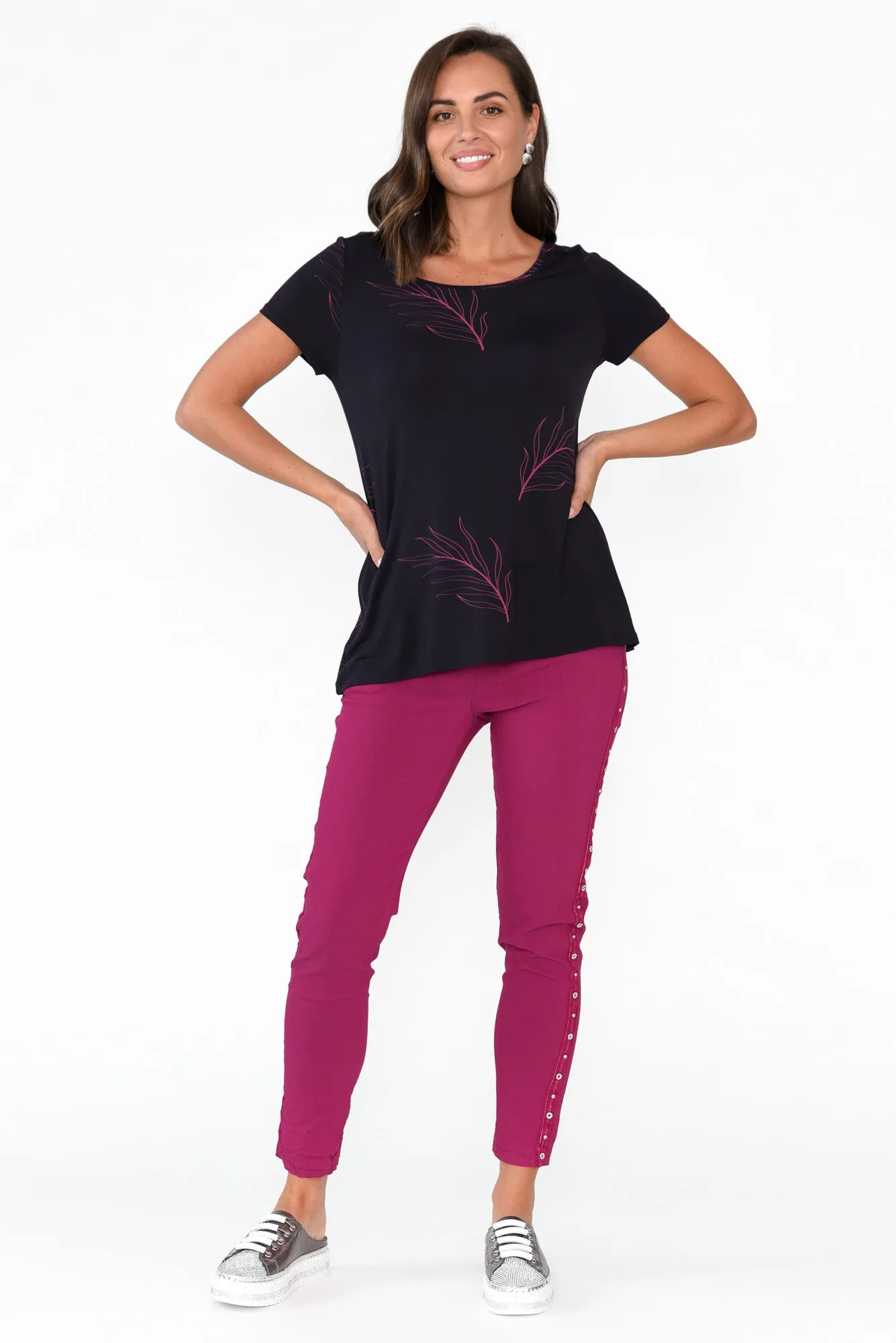 Navy Leaf Micro Modal Swing Tee sold by Blue Bungalow product image thumbnail 2