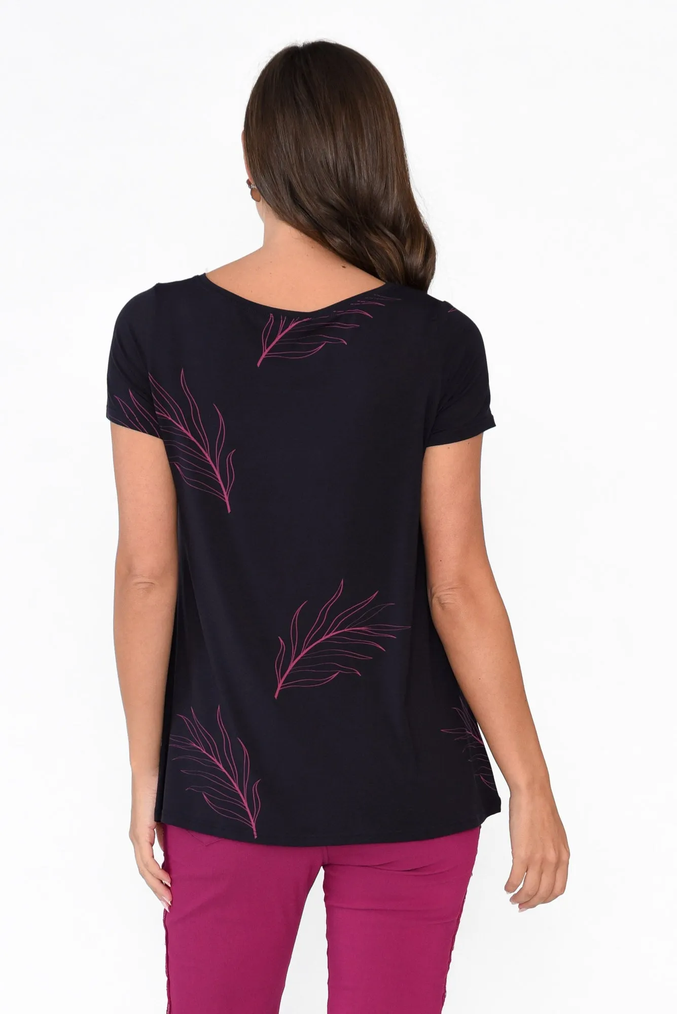 Navy Leaf Micro Modal Swing Tee sold by Blue Bungalow product image thumbnail 4