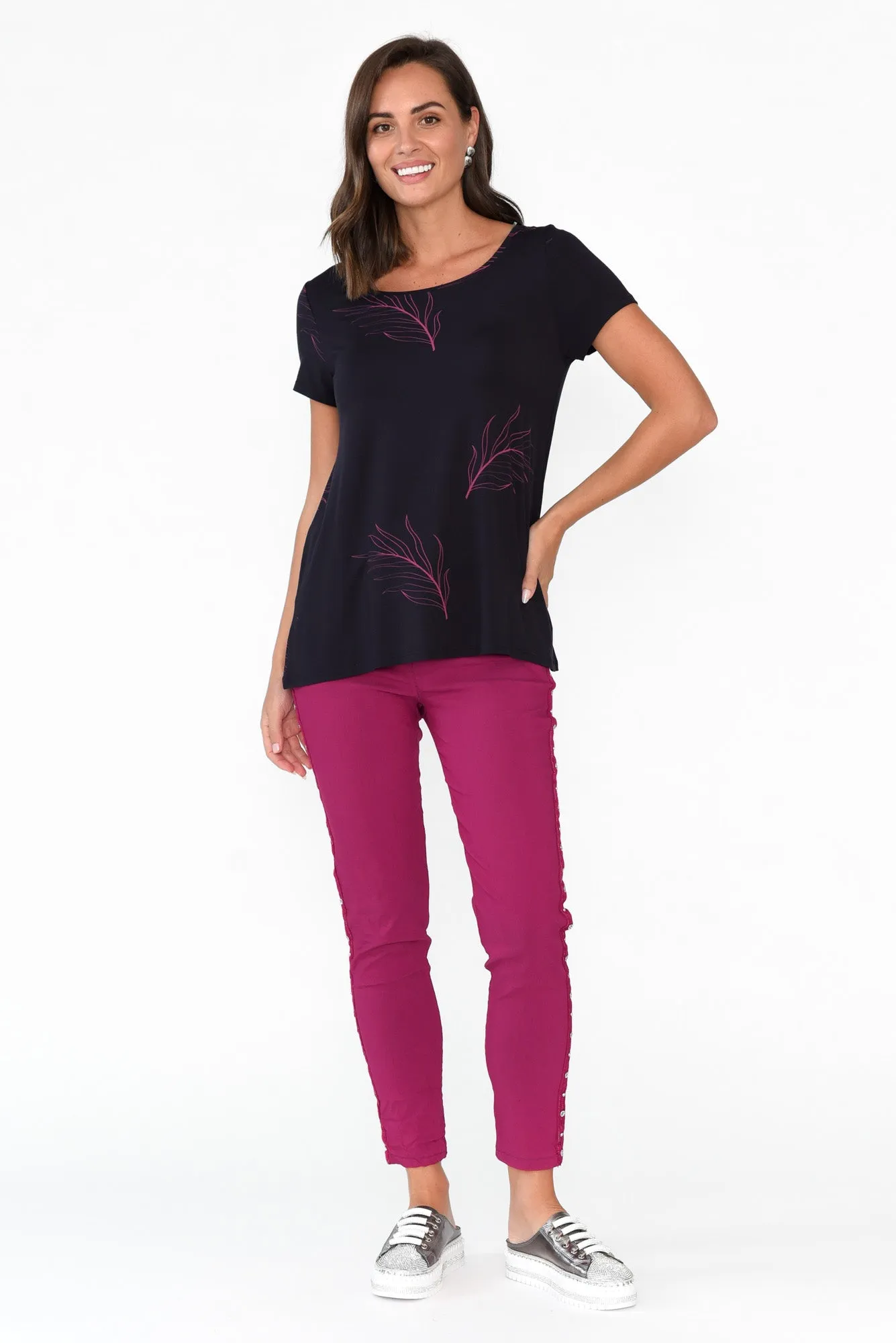 Navy Leaf Micro Modal Swing Tee sold by Blue Bungalow product image thumbnail 5