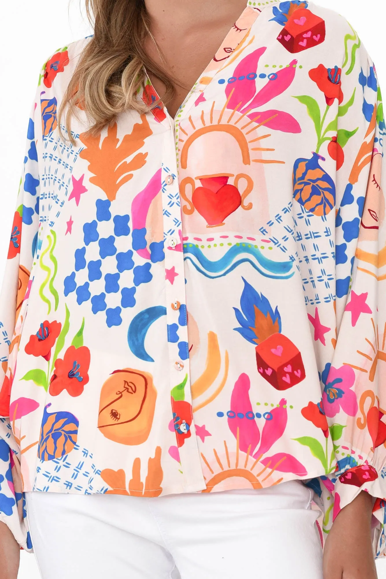 Mabon Cobalt Celestial V Neck Shirt sold by Blue Bungalow product image thumbnail 5