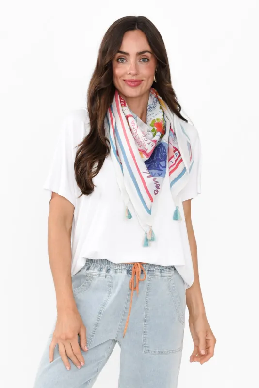 Scorpio Blue Postcard Cotton Scarf sold by Blue Bungalow