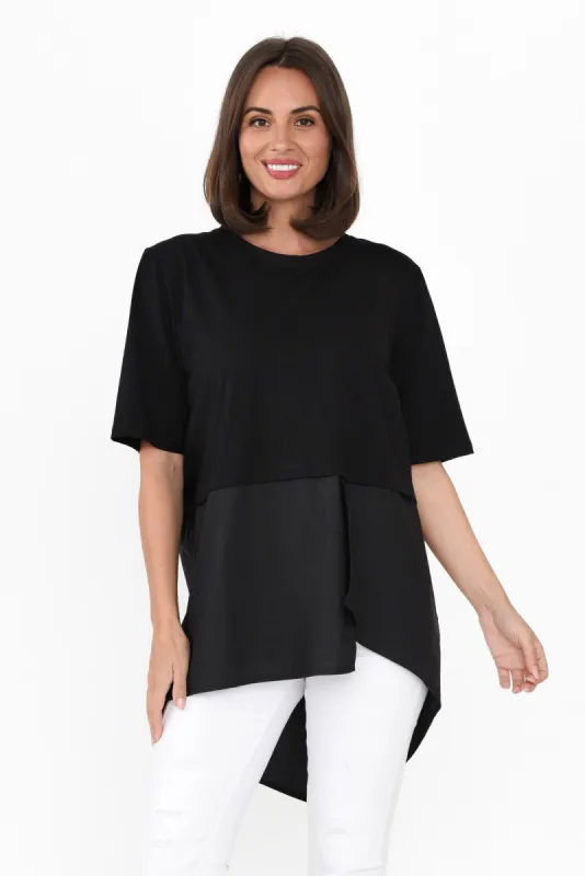 Emberley Black Cotton Asymmetrical Top sold by Blue Bungalow