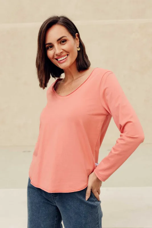 Suri Peach Cotton Long Sleeve Top sold by Blue Bungalow