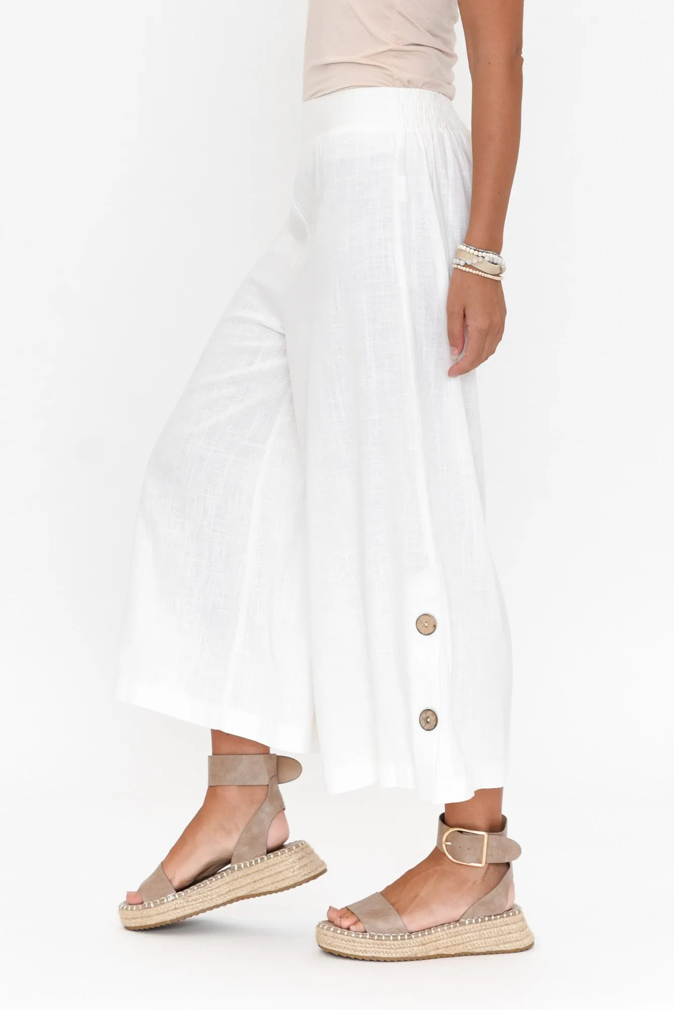 Walsh White Button Wide Leg Pants sold by Blue Bungalow product image thumbnail 4