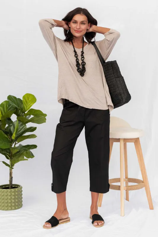 Marta Black Cotton 3/4 Pants sold by Blue Bungalow