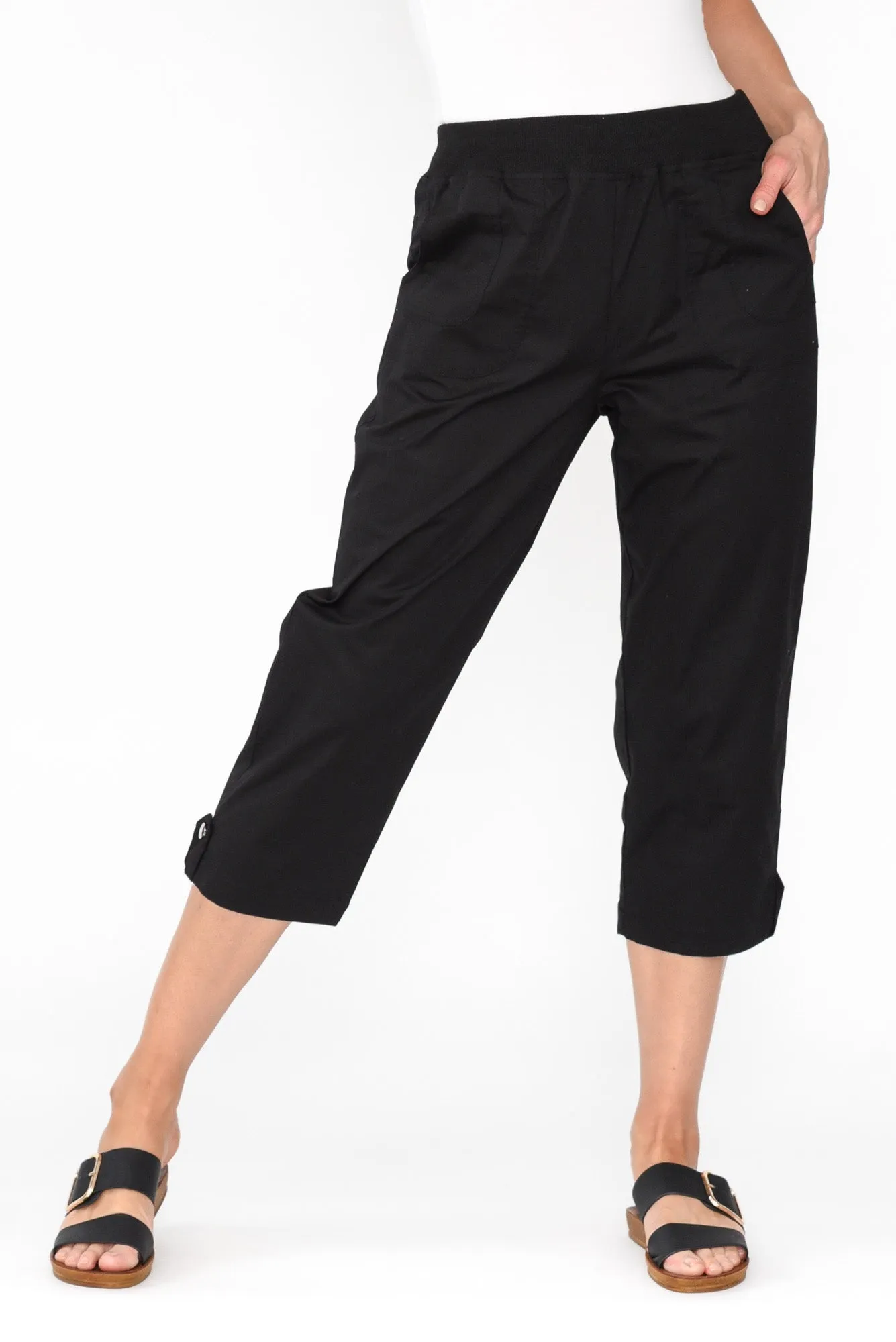 Marta Black Cotton 3/4 Pants sold by Blue Bungalow product image thumbnail 2
