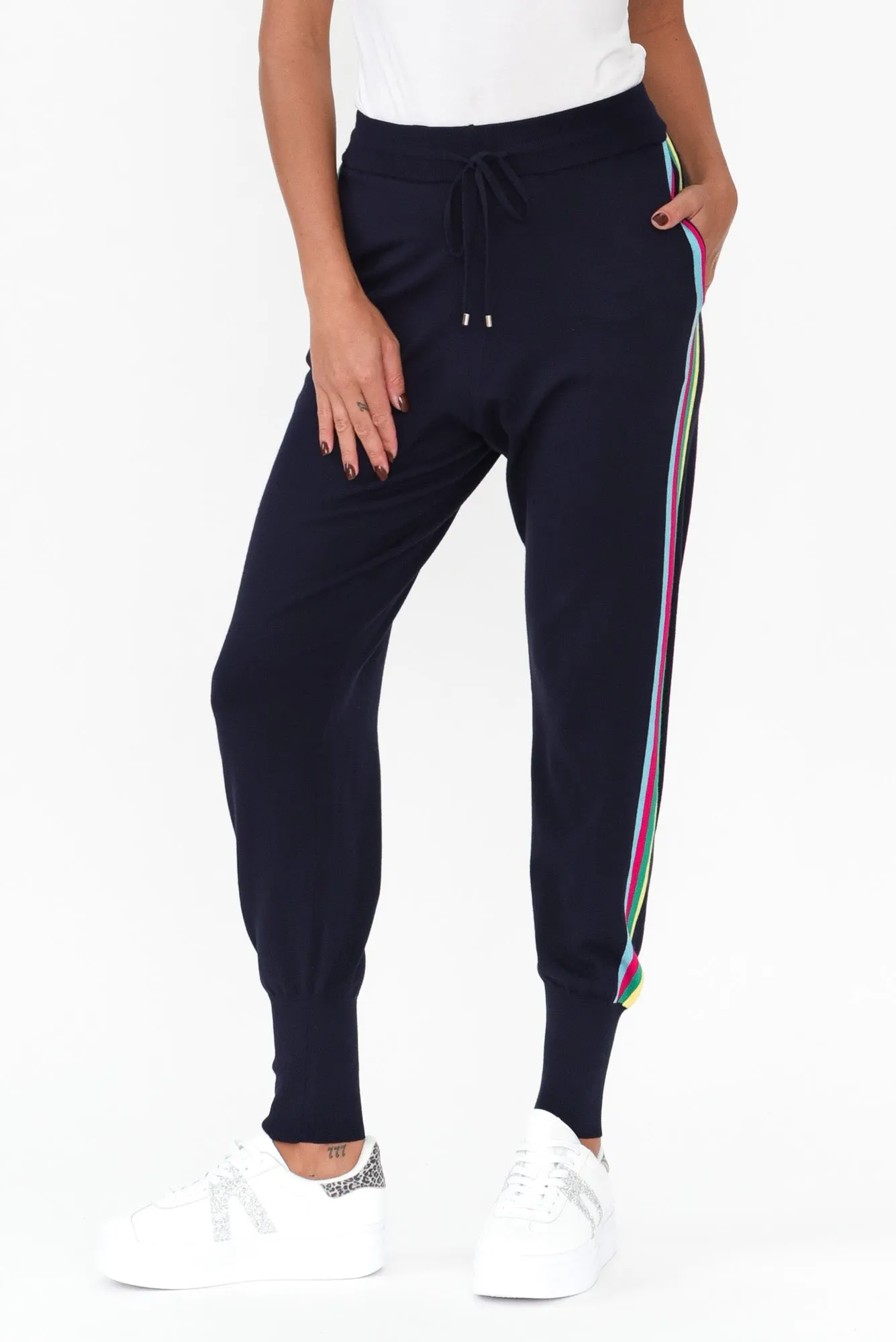 Aida Navy Stripe Knit Pants sold by Blue Bungalow