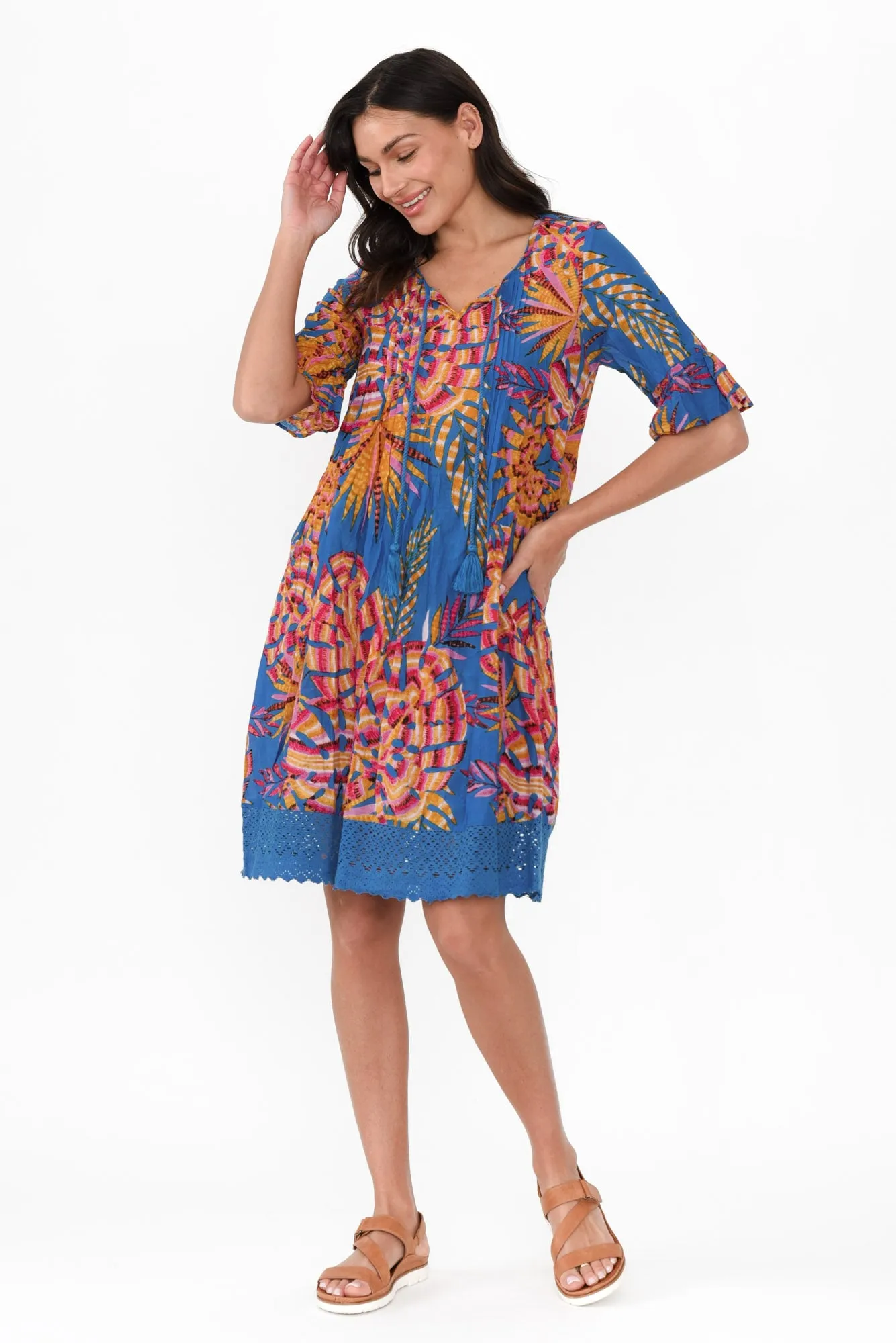 Cayman Yellow Tropical Cotton Tunic Dress sold by Blue Bungalow product image thumbnail 2