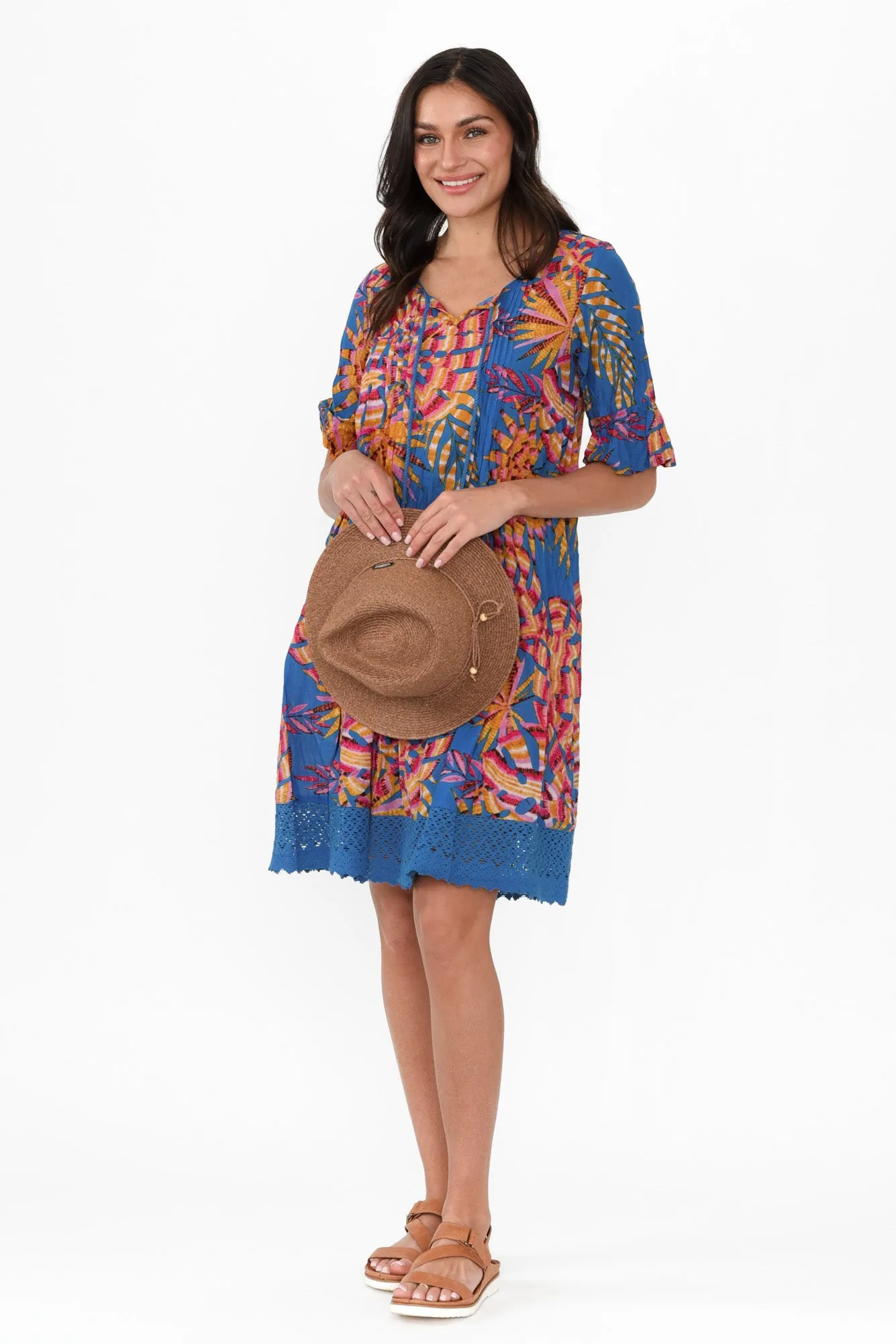 Cayman Yellow Tropical Cotton Tunic Dress sold by Blue Bungalow