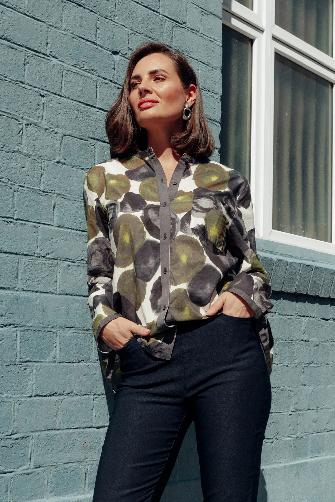 Mori Green Abstract Cotton Shirt sold by Blue Bungalow