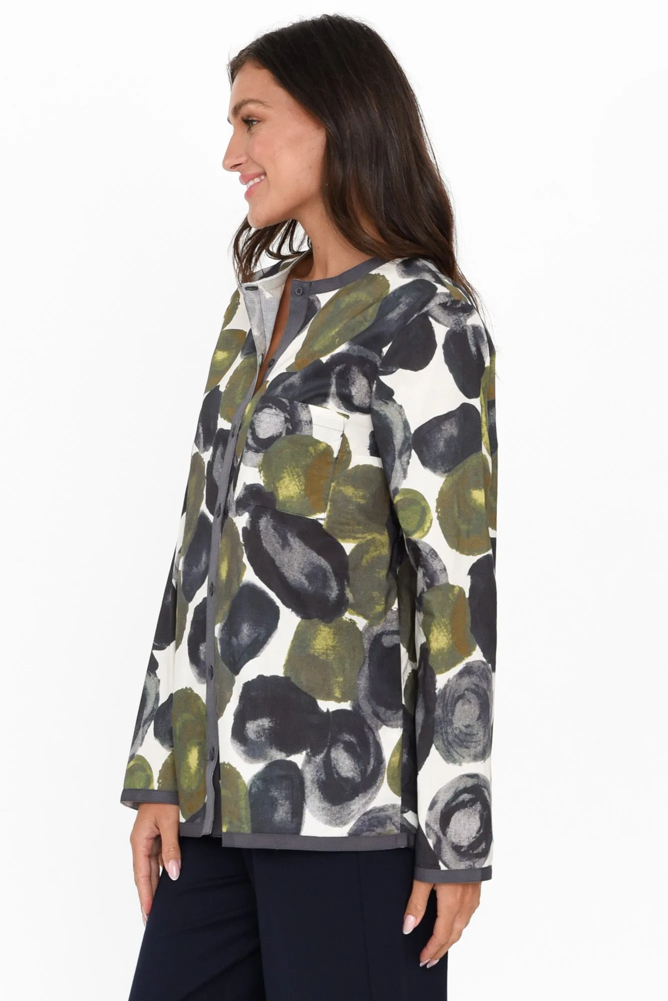 Mori Green Abstract Cotton Shirt sold by Blue Bungalow product image thumbnail 4