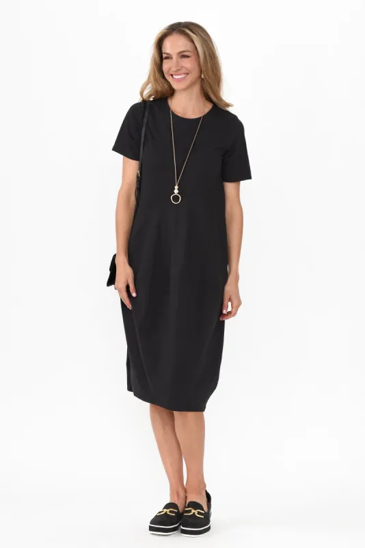 Morgan Black Diagonal Seam Dress sold by Blue Bungalow