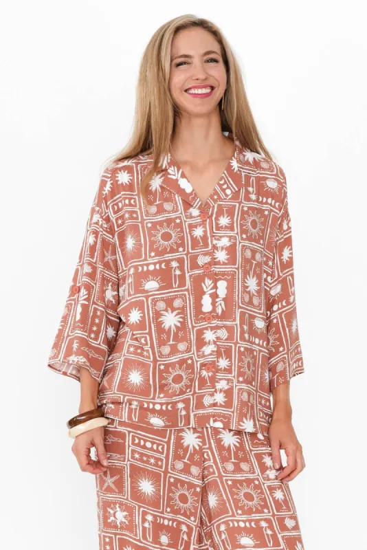 Deb Rust Tropical Collared Shirt sold by Blue Bungalow