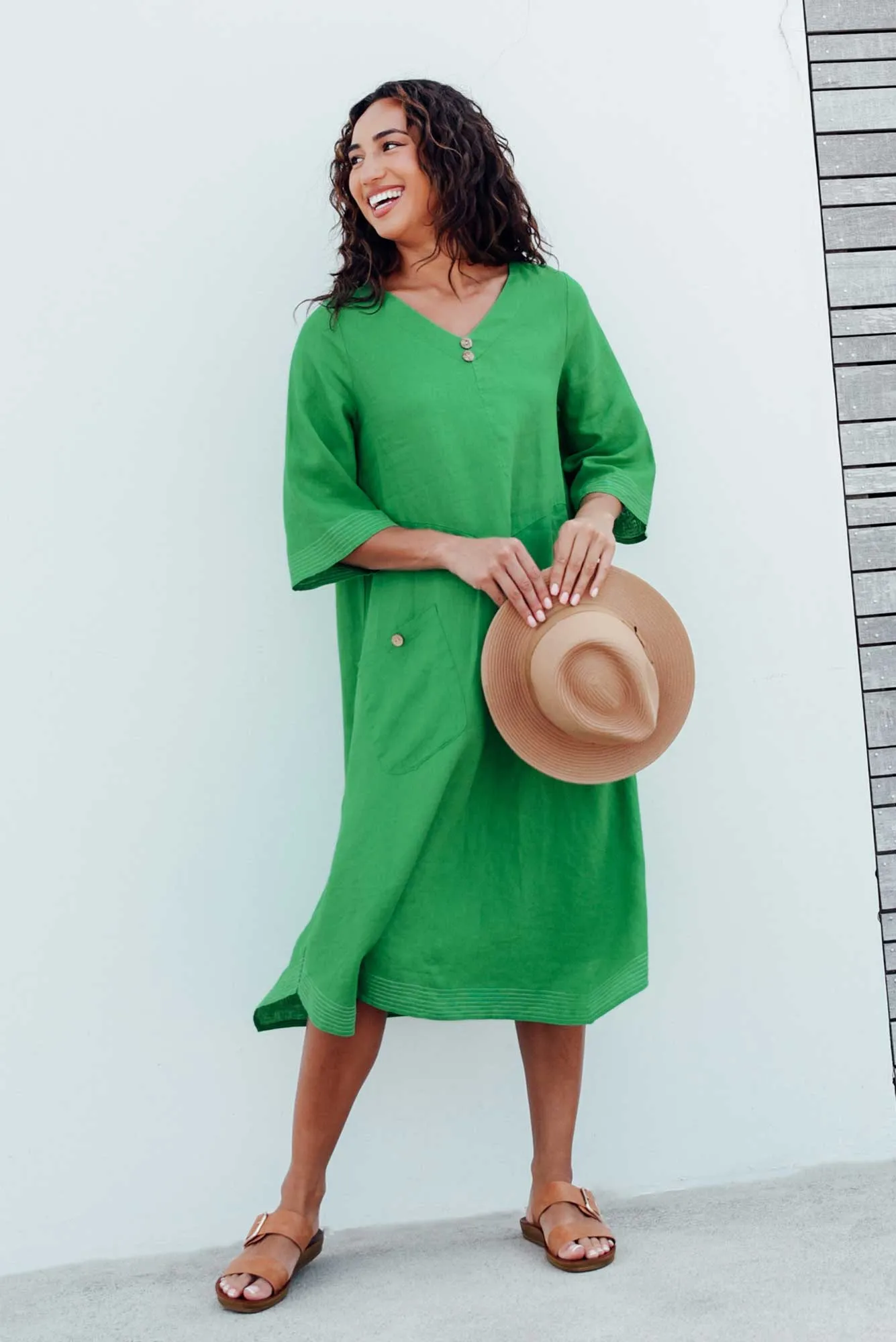 Lolita Green Linen Pocket Dress sold by Blue Bungalow