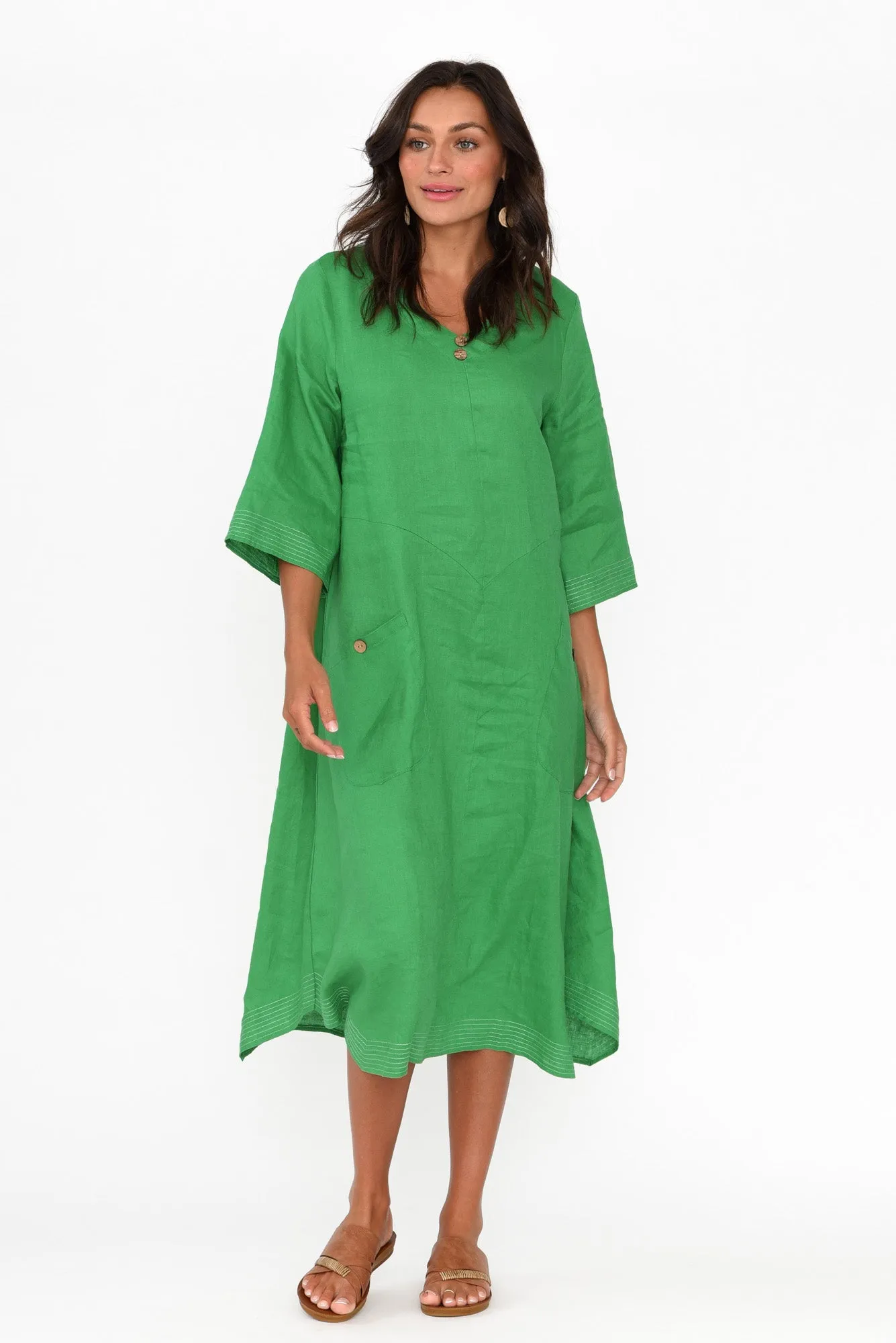 Lolita Green Linen Pocket Dress sold by Blue Bungalow product image thumbnail 3