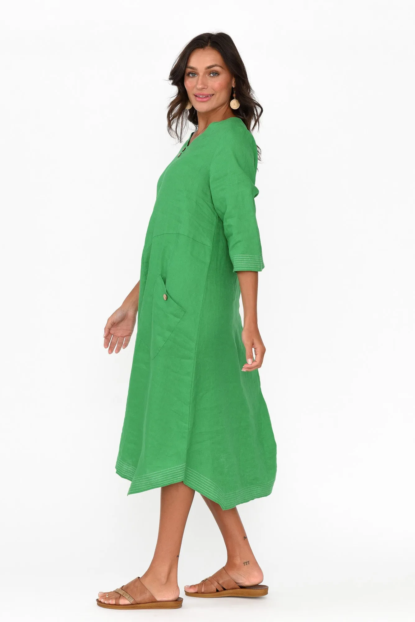 Lolita Green Linen Pocket Dress sold by Blue Bungalow product image thumbnail 4