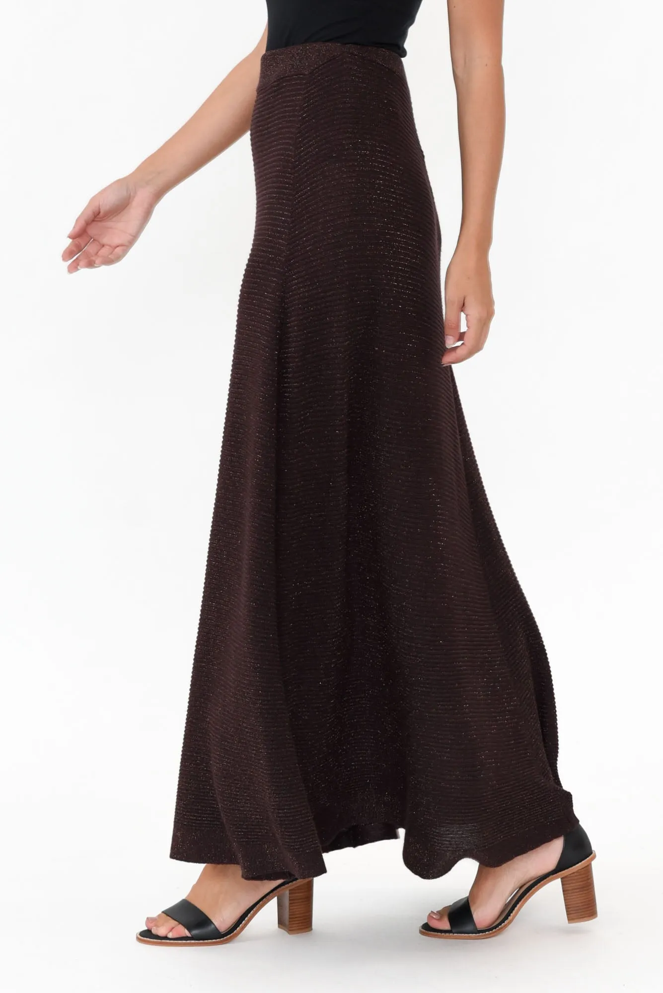 Domenica Brown Knit Midi Skirt sold by Blue Bungalow product image thumbnail 4