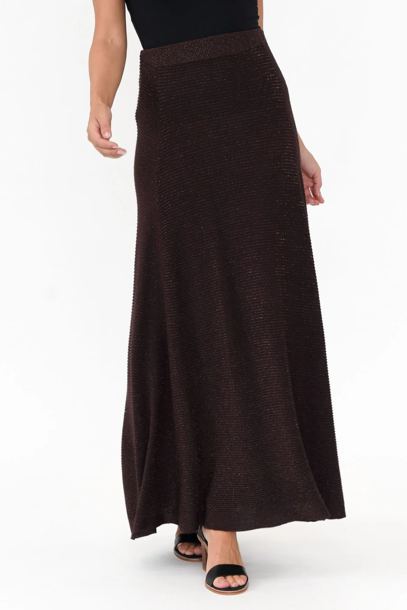 Domenica Brown Knit Midi Skirt sold by Blue Bungalow