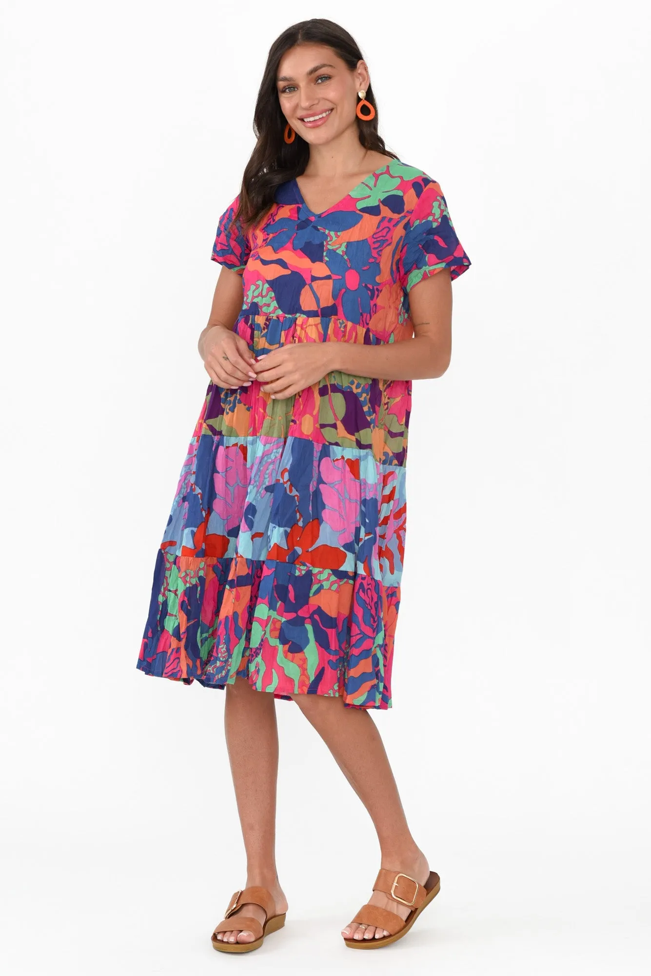 Lania Blue Tropical Crinkle Cotton Dress sold by Blue Bungalow product image thumbnail 2