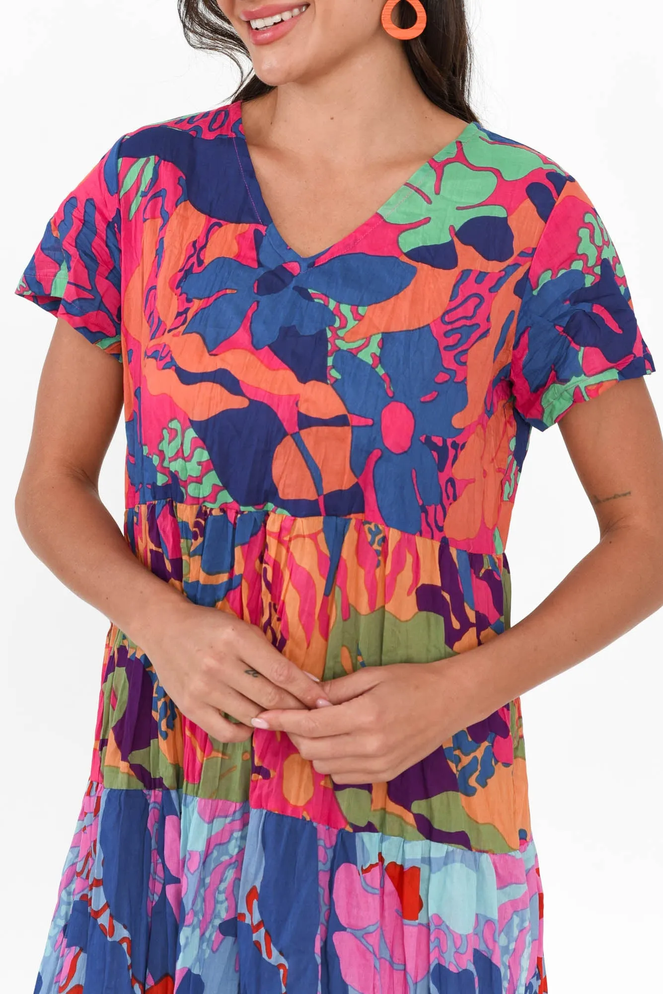 Lania Blue Tropical Crinkle Cotton Dress sold by Blue Bungalow product image thumbnail 5
