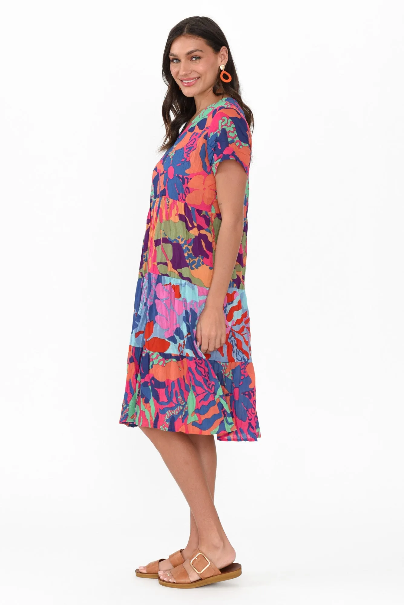 Lania Blue Tropical Crinkle Cotton Dress sold by Blue Bungalow product image thumbnail 3