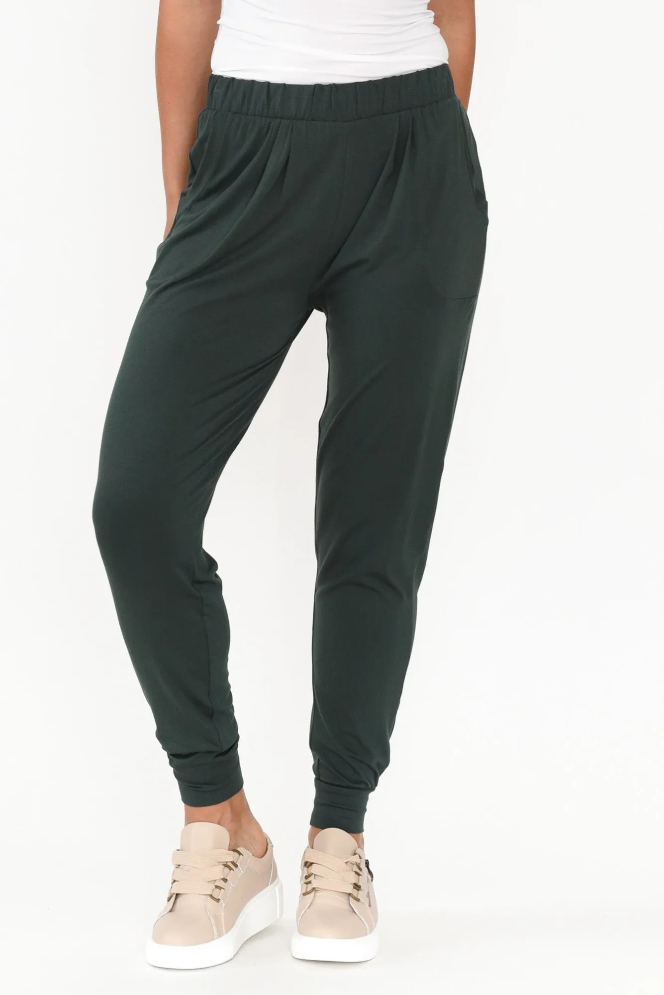 Dark Green Weekend Pants sold by Blue Bungalow