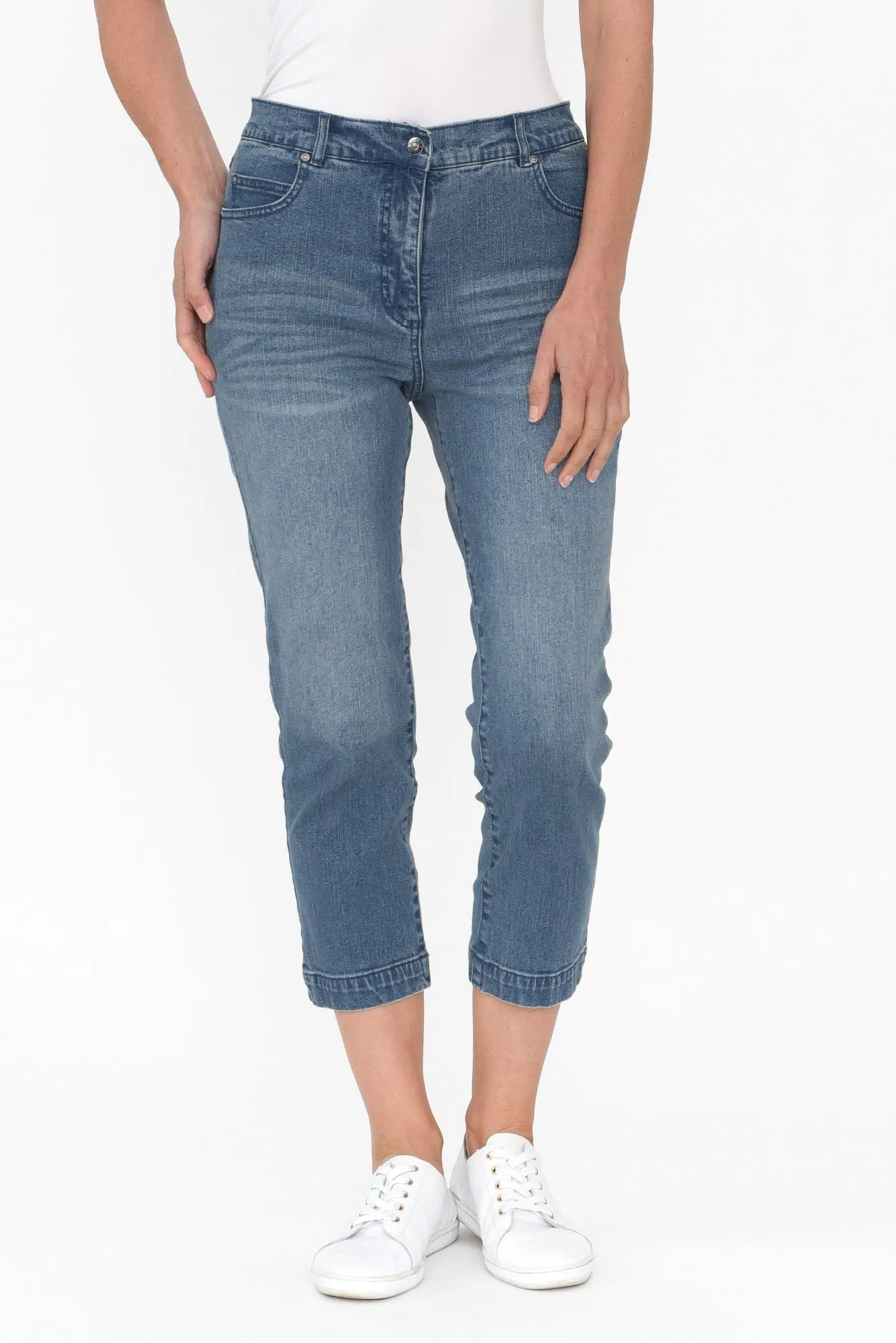 Rosanna Washed Denim Cropped Jeans sold by Blue Bungalow