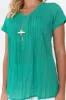 Fia Emerald Crinkle Cotton Top sold by Blue Bungalow