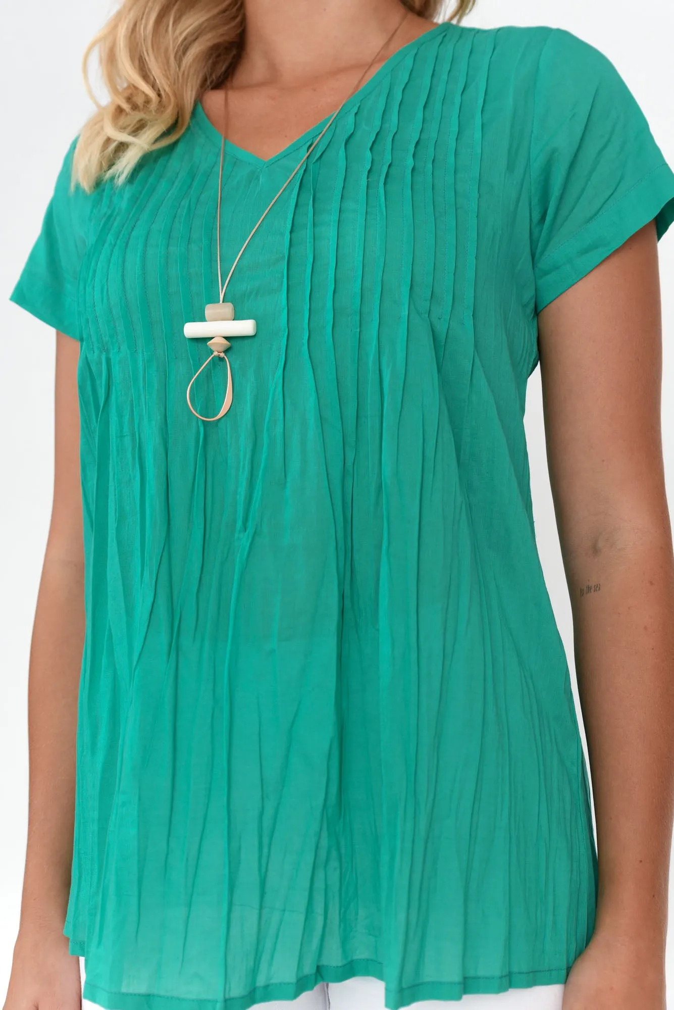 Fia Emerald Crinkle Cotton Top sold by Blue Bungalow product image thumbnail 5