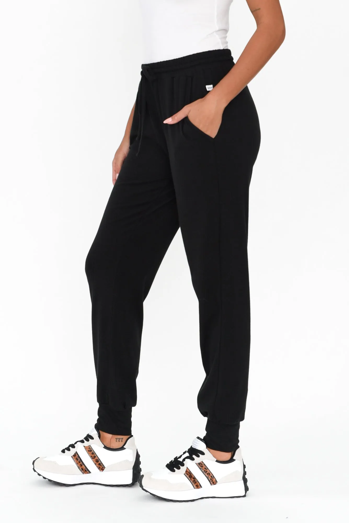 Black Cotton Everyday Tie Sweatpants sold by Blue Bungalow product image thumbnail 3