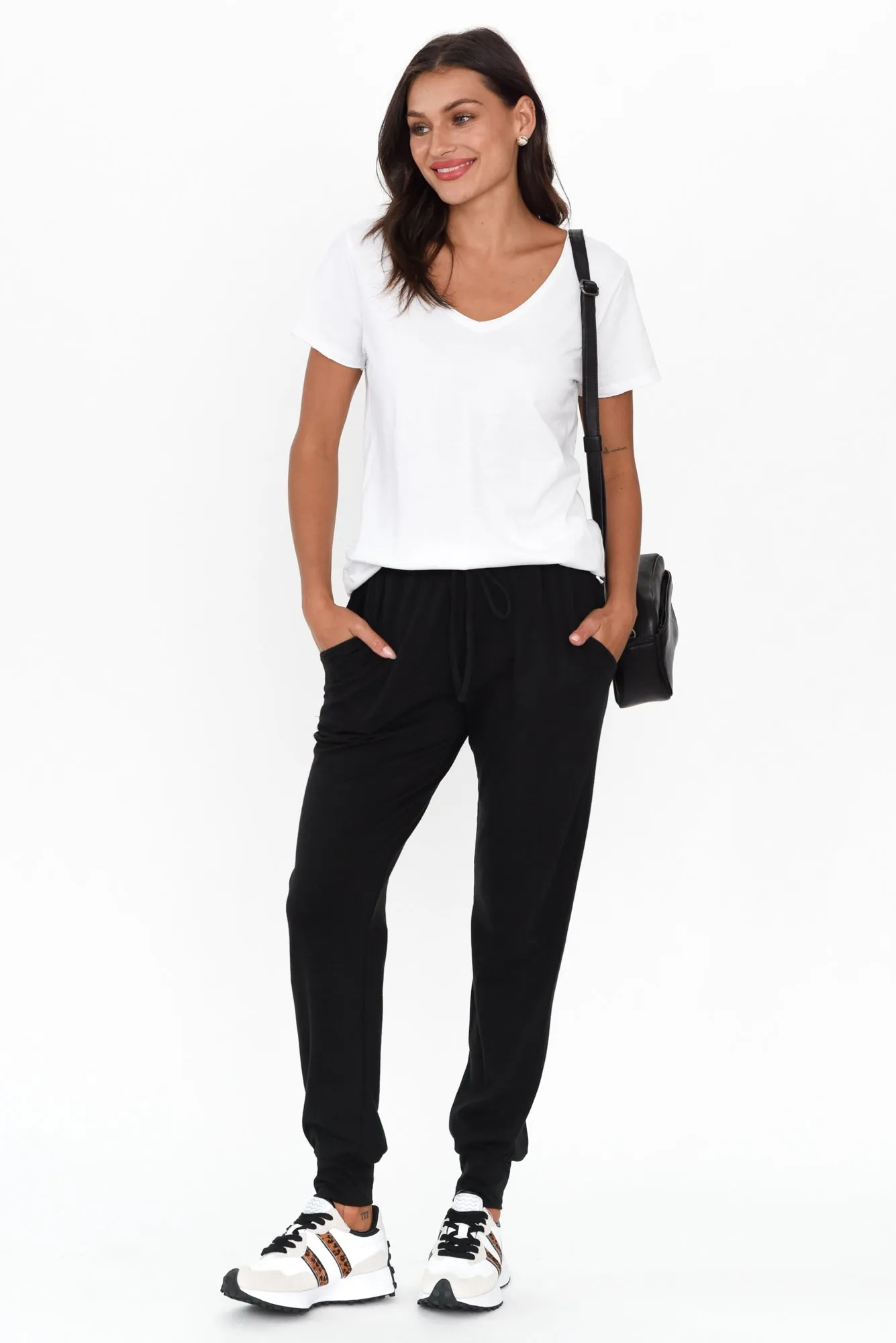 Black Cotton Everyday Tie Sweatpants sold by Blue Bungalow product image thumbnail 2