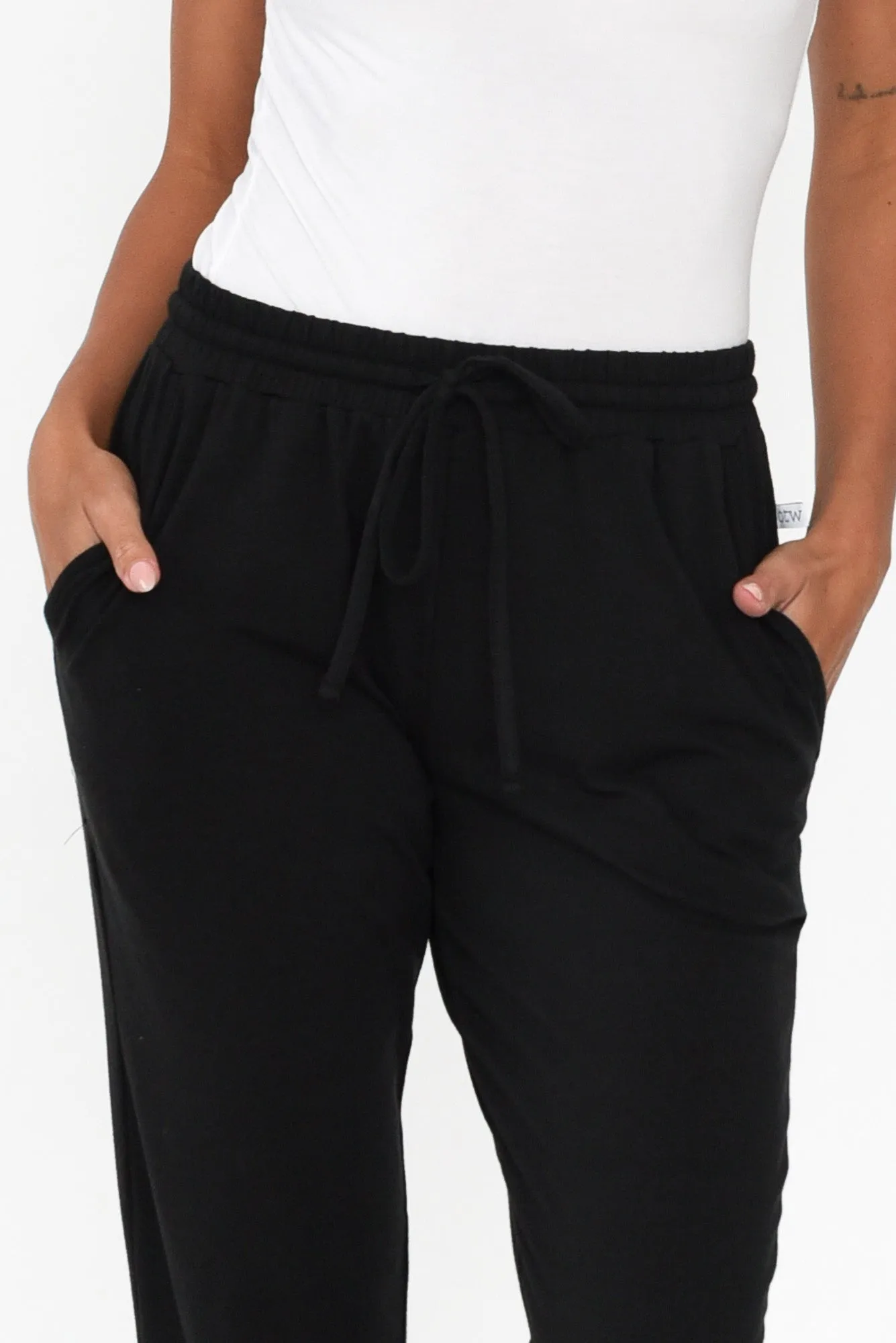 Black Cotton Everyday Tie Sweatpants sold by Blue Bungalow product image thumbnail 5