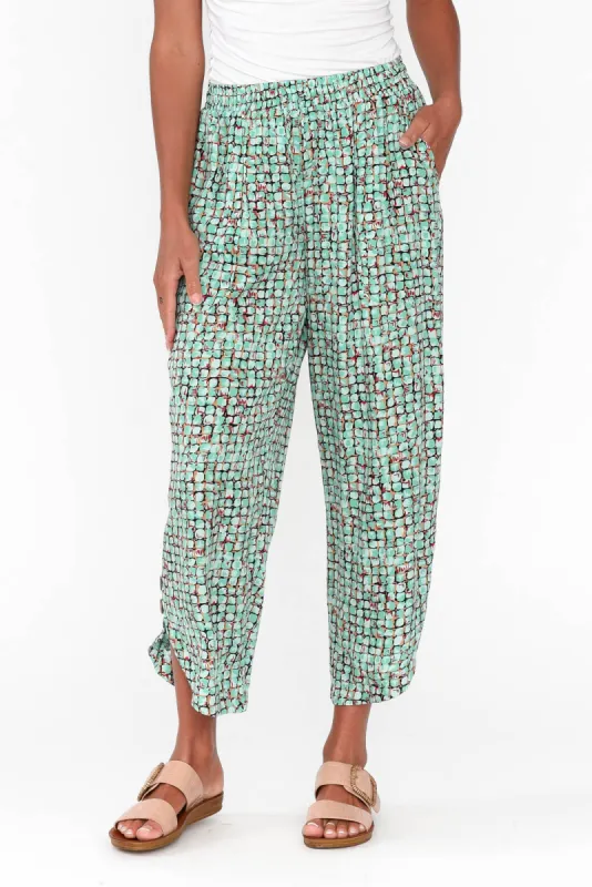 Mila Green Speckle Tie Pants sold by Blue Bungalow