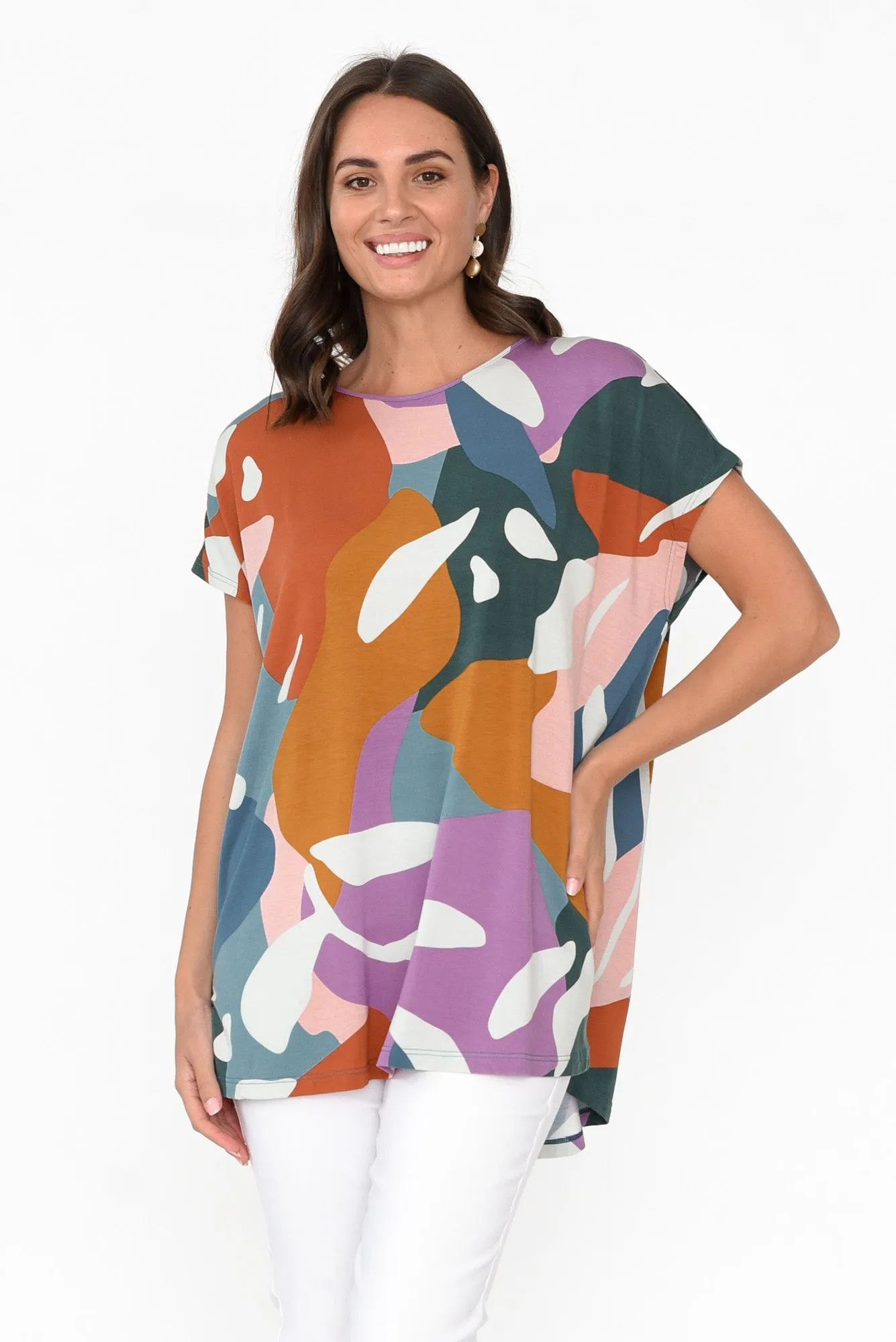 Blue Tropical Micro Modal Drape Top sold by Blue Bungalow product image thumbnail 2