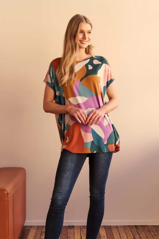 Blue Tropical Micro Modal Drape Top sold by Blue Bungalow