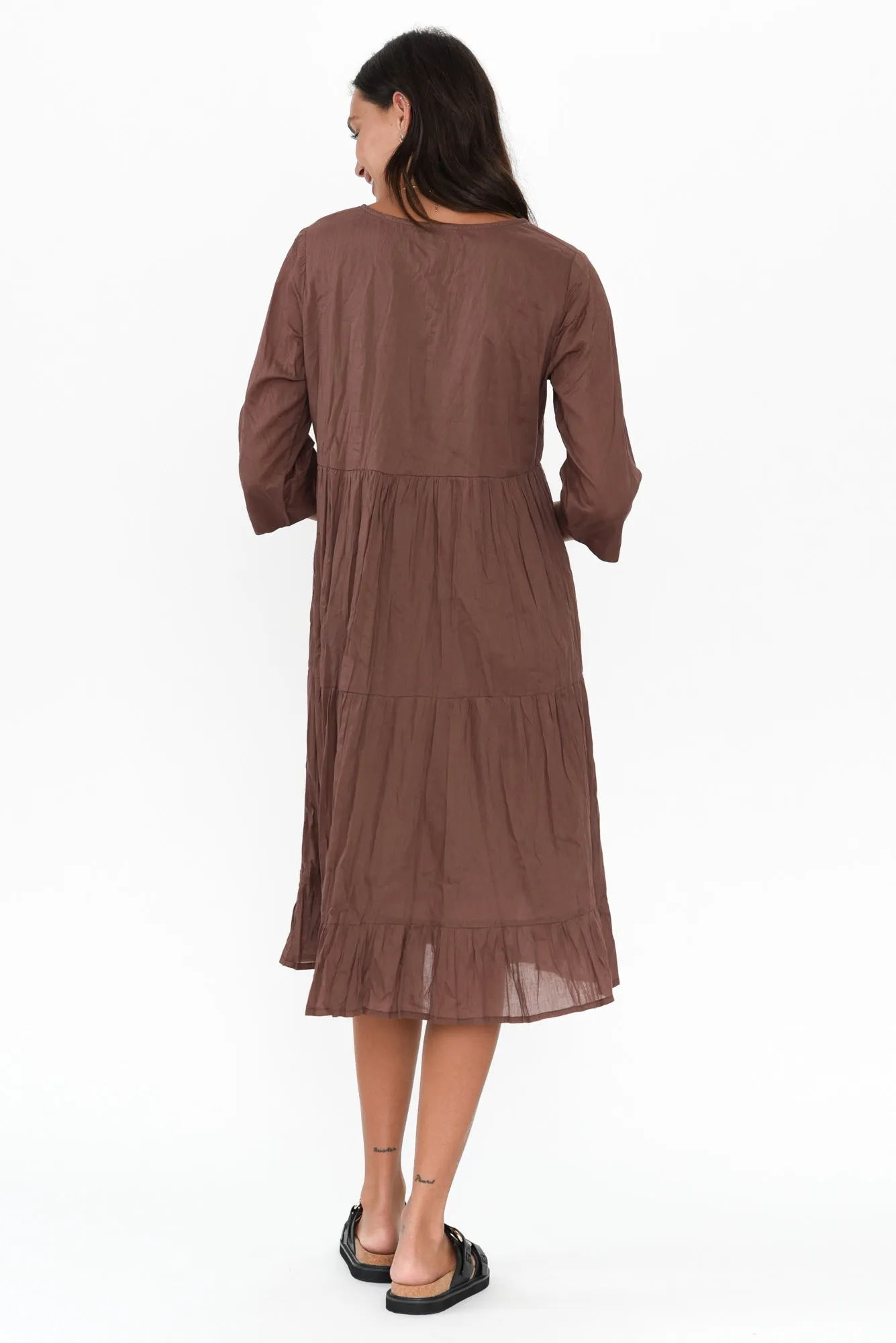Milana Chocolate Crinkle Cotton Dress sold by Blue Bungalow product image thumbnail 5