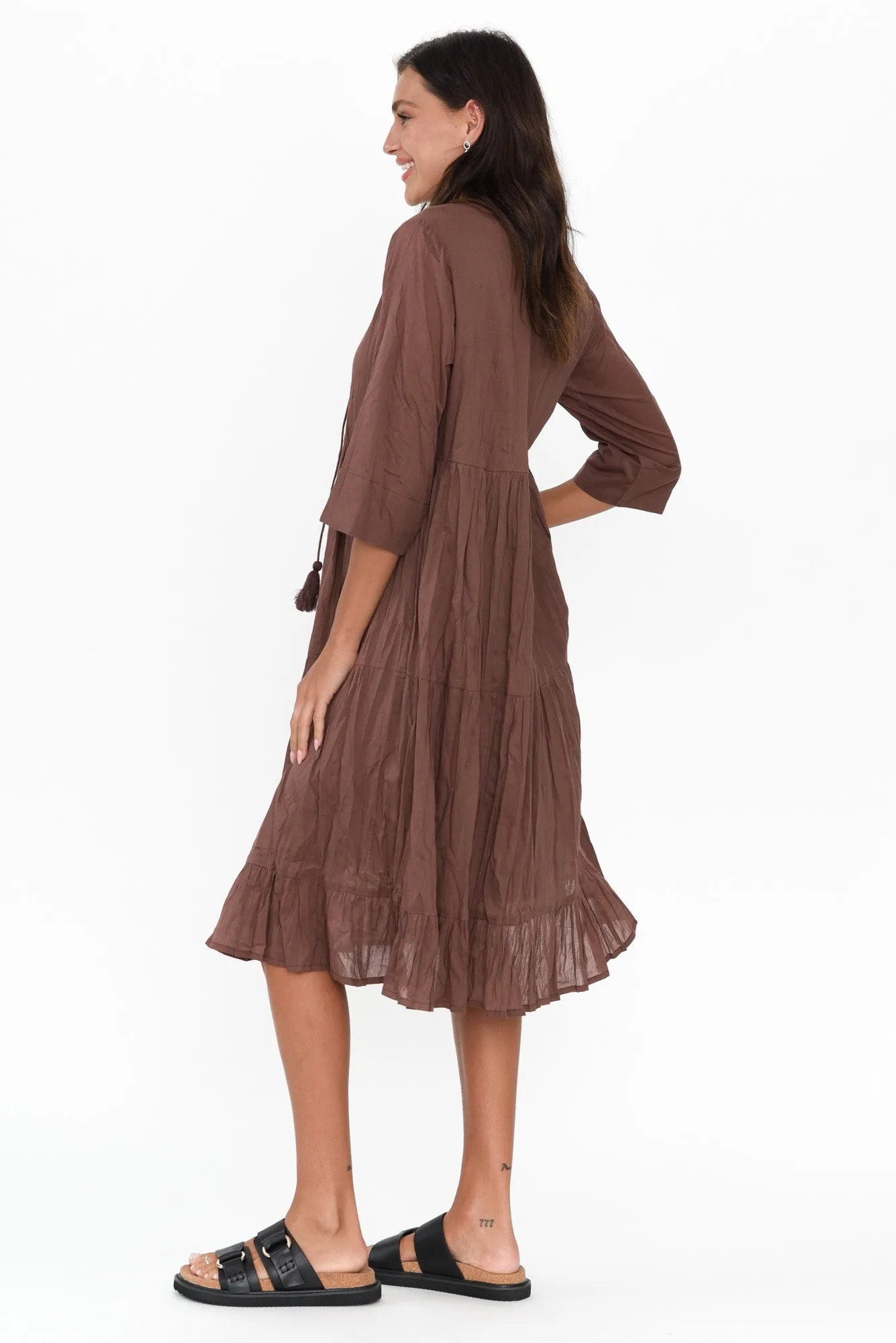 Milana Chocolate Crinkle Cotton Dress sold by Blue Bungalow product image thumbnail 4