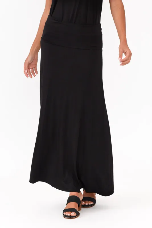 Amy Black Bamboo Maxi Skirt sold by Blue Bungalow