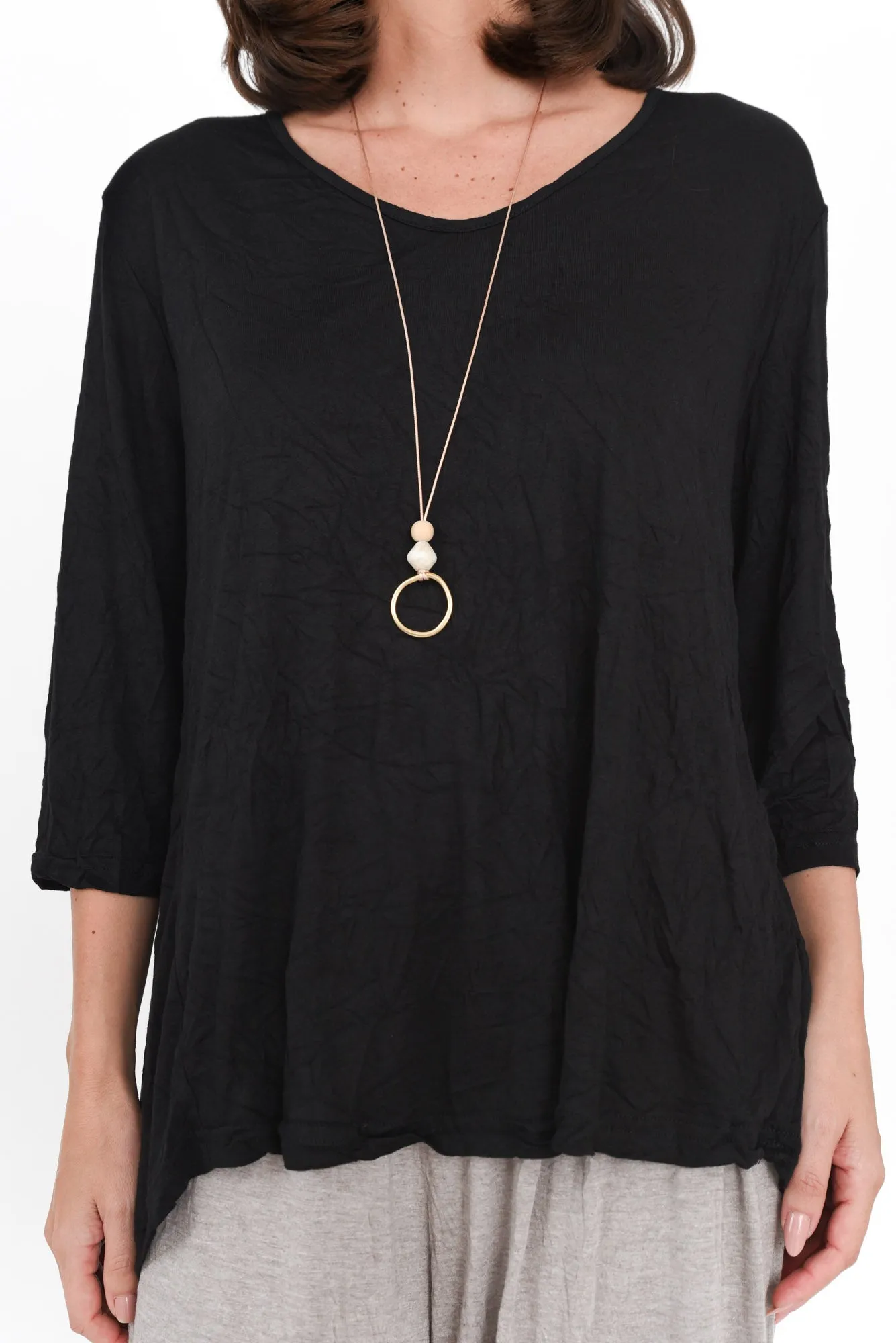 Julita Black Crinkle Cotton Top sold by Blue Bungalow product image thumbnail 5