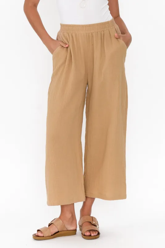 Indila Camel Cotton Pants sold by Blue Bungalow
