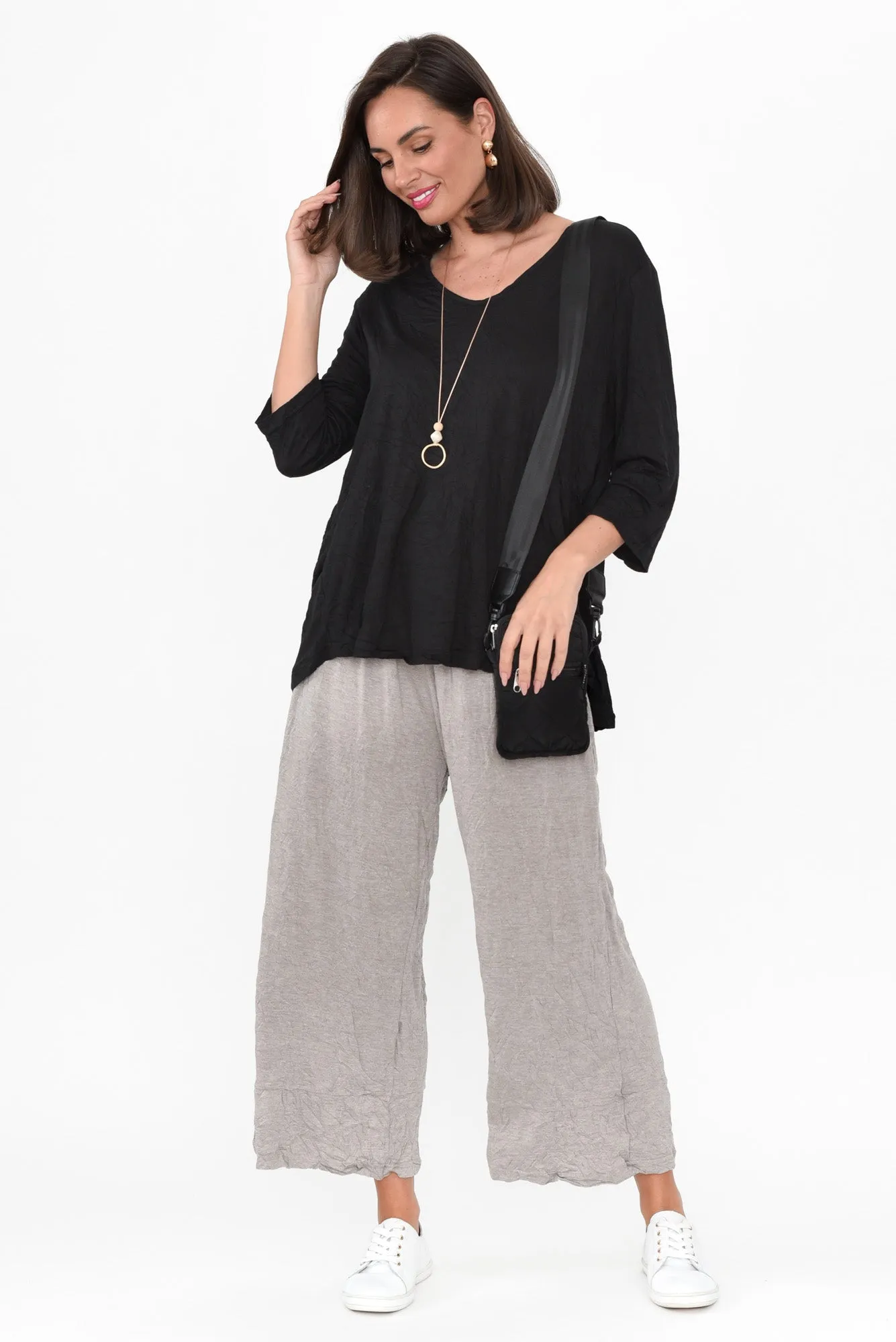 Julita Black Crinkle Cotton Top sold by Blue Bungalow product image thumbnail 2