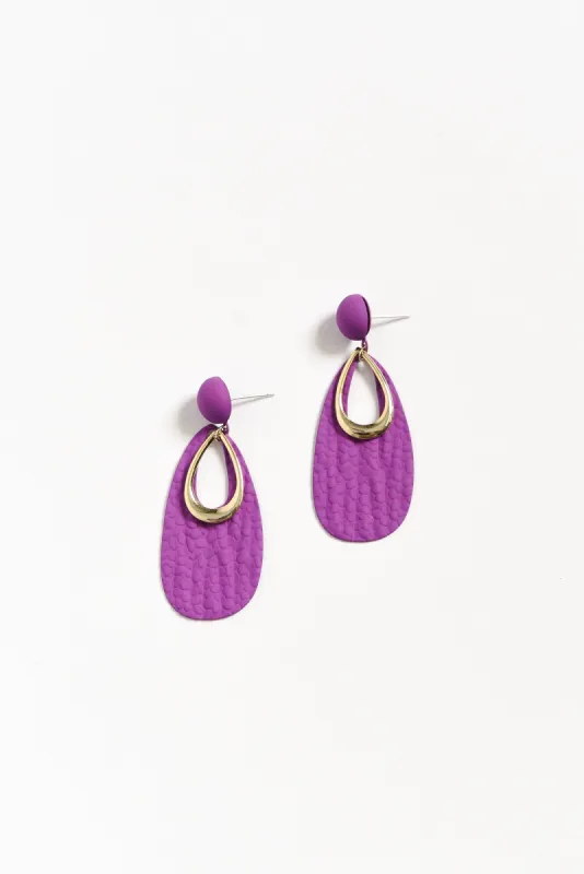 Yarr Purple Teardrop Earrings sold by Blue Bungalow