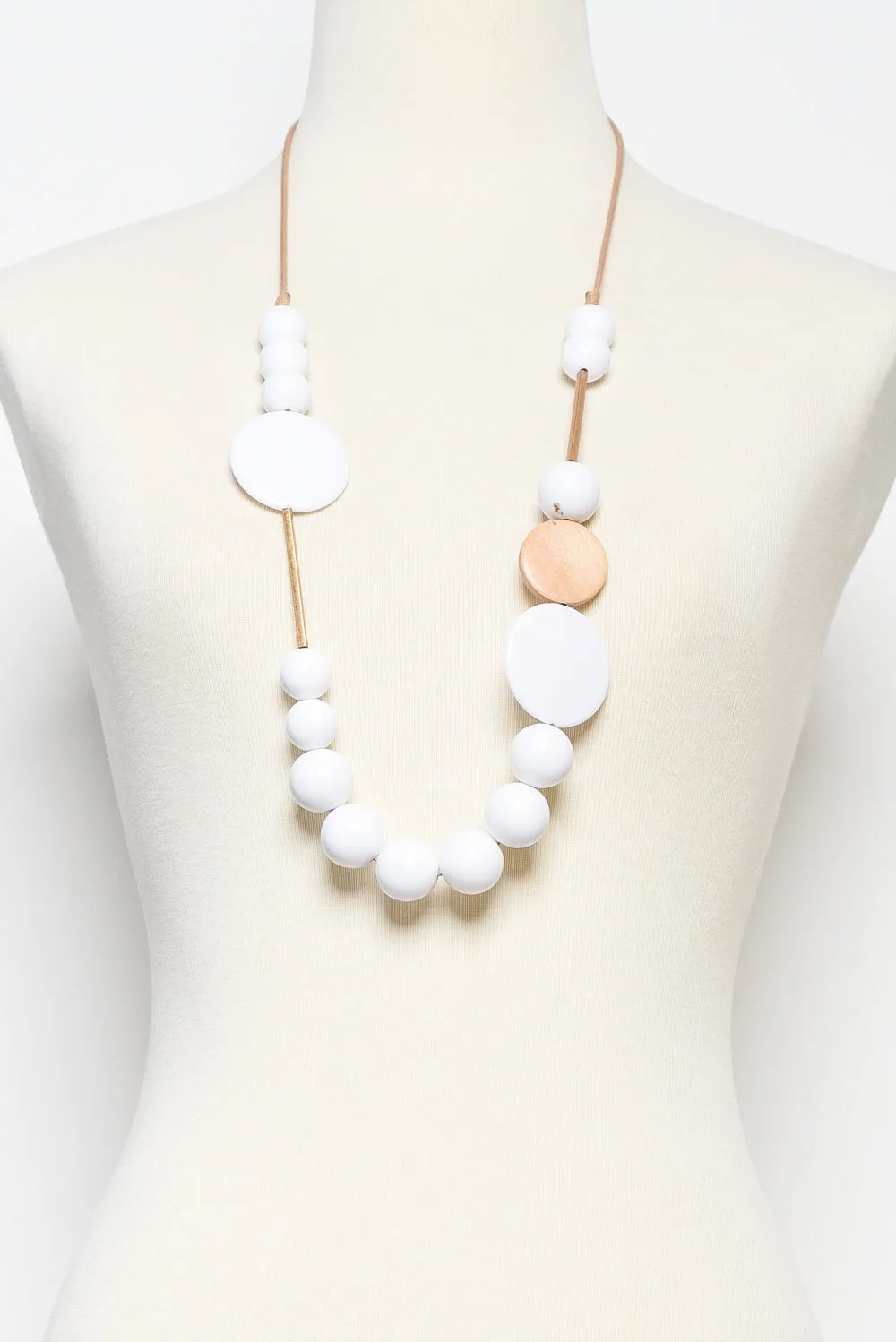 Bondi White Circle Wood Necklace sold by Blue Bungalow product image thumbnail 2