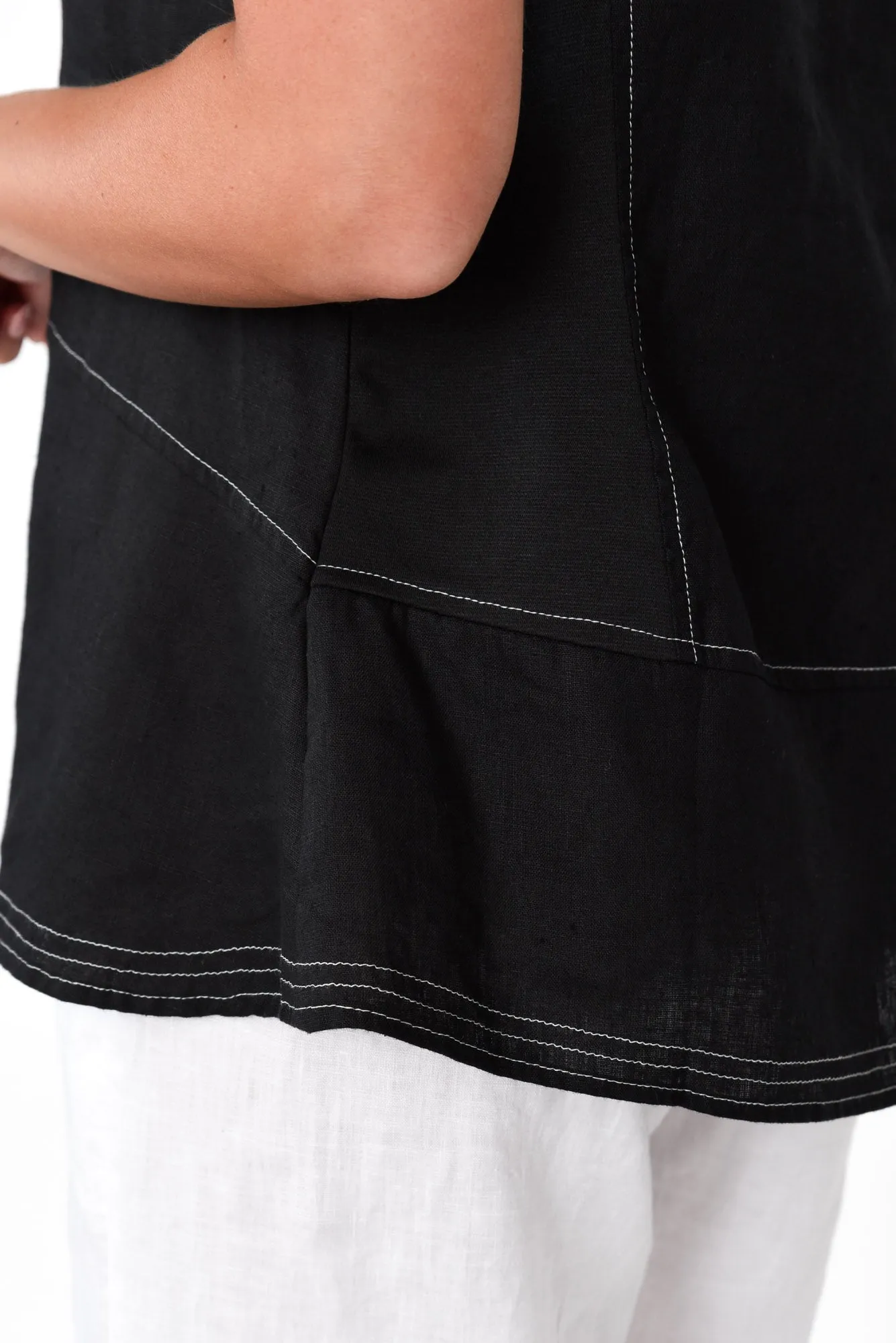Lindy Black Linen V Neck Top sold by Blue Bungalow product image thumbnail 5