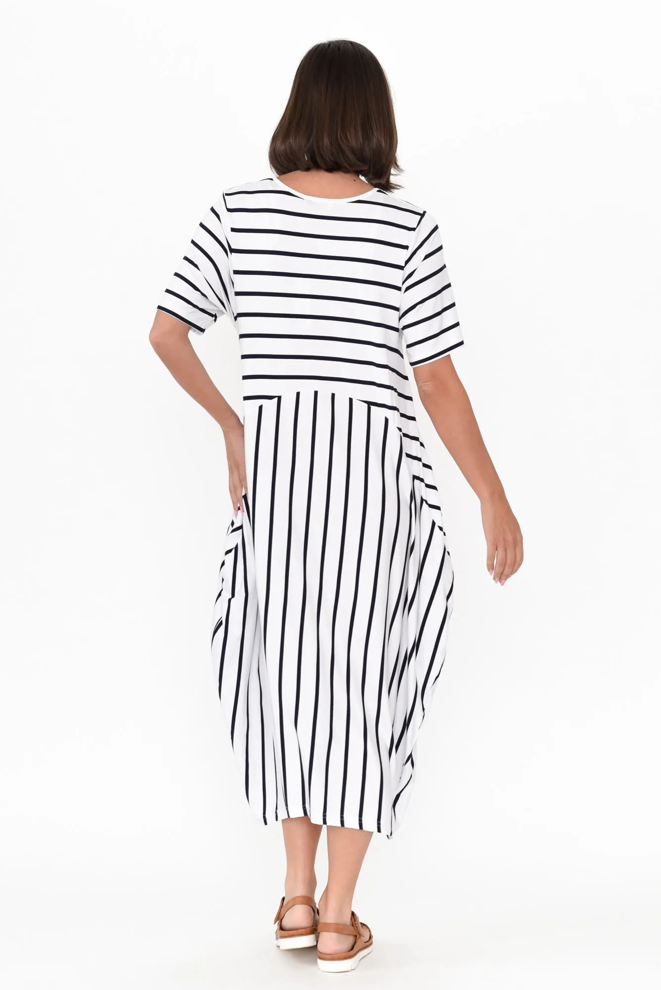 Samiya White Stripe Bamboo Dress sold by Blue Bungalow product image thumbnail 5