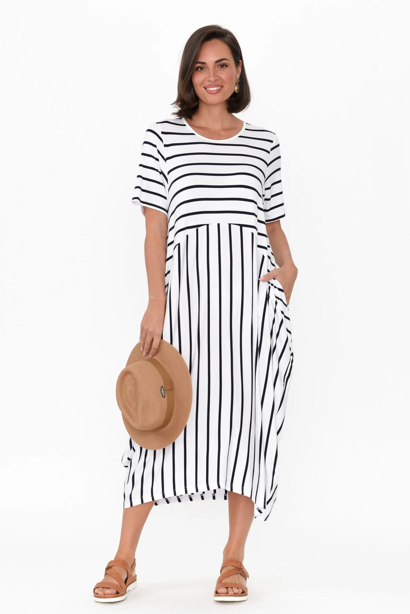 Samiya White Stripe Bamboo Dress sold by Blue Bungalow product image thumbnail 2