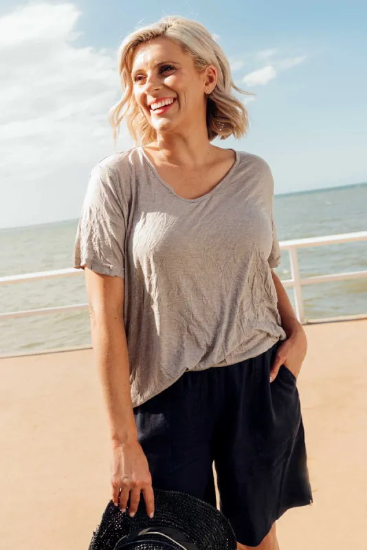 Marley Oat Crinkle Cotton Short Sleeve Top sold by Blue Bungalow