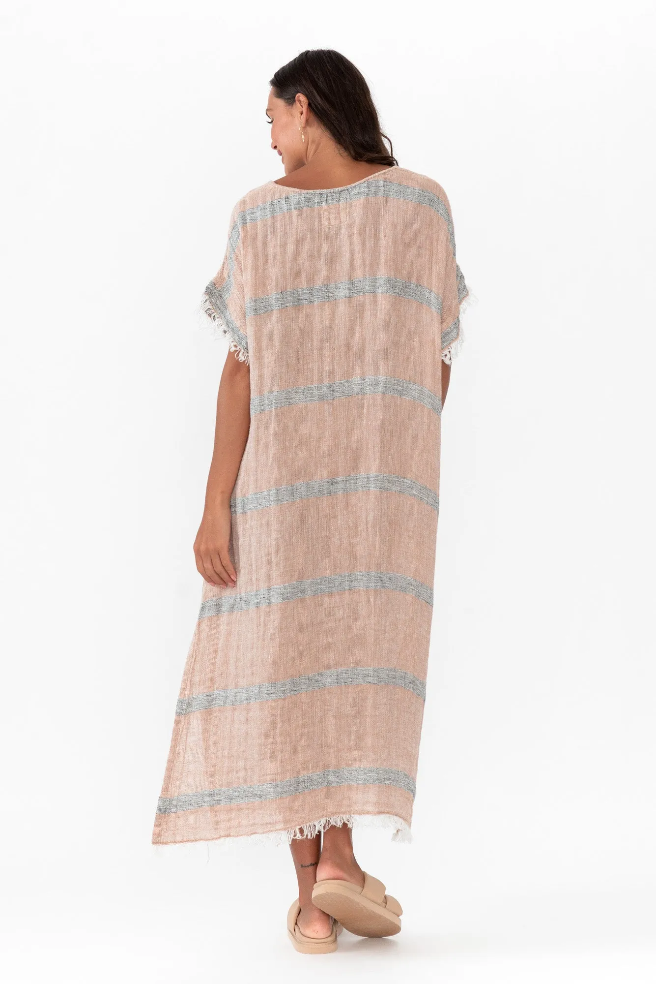 Galene Pink Stripe Linen Dress sold by Blue Bungalow product image thumbnail 4