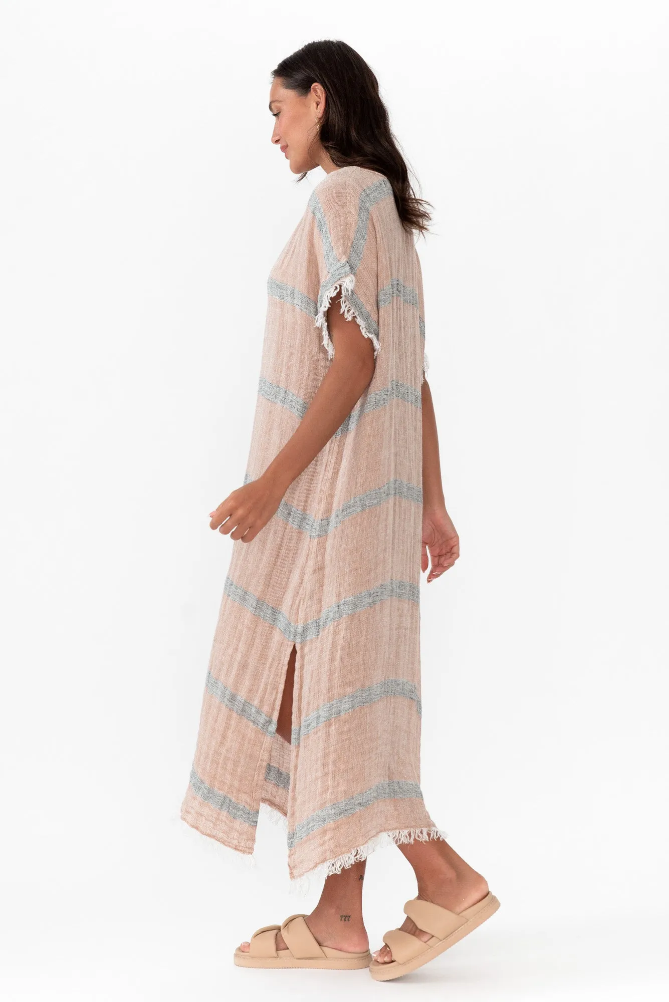 Galene Pink Stripe Linen Dress sold by Blue Bungalow product image thumbnail 3