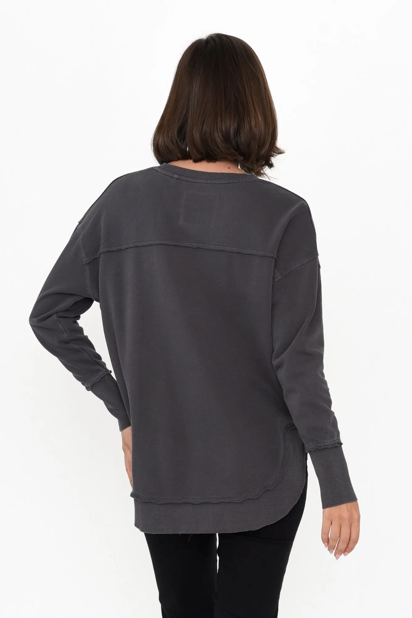 Delilah Charcoal Cotton Crewneck Jumper sold by Blue Bungalow product image thumbnail 4